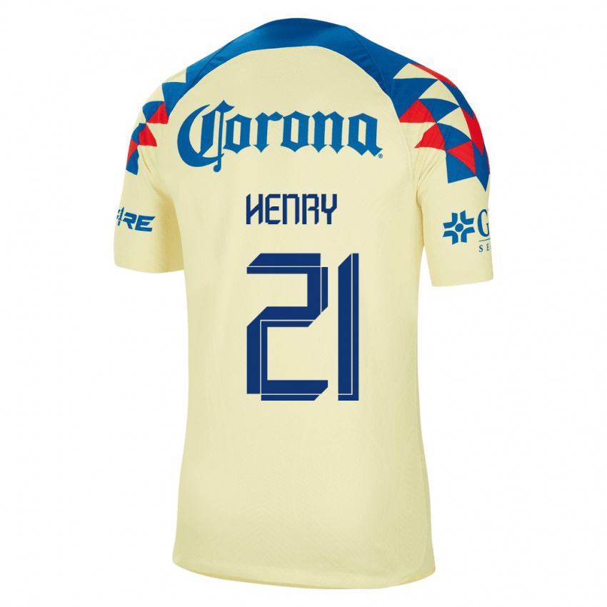 Mænd Henry Martin #21 Gul Hjemmebane Spillertrøjer 2023/24 Trøje T-Shirt
