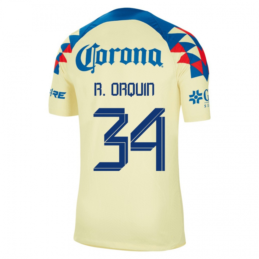 Mænd Ralph Orquin #34 Gul Hjemmebane Spillertrøjer 2023/24 Trøje T-Shirt
