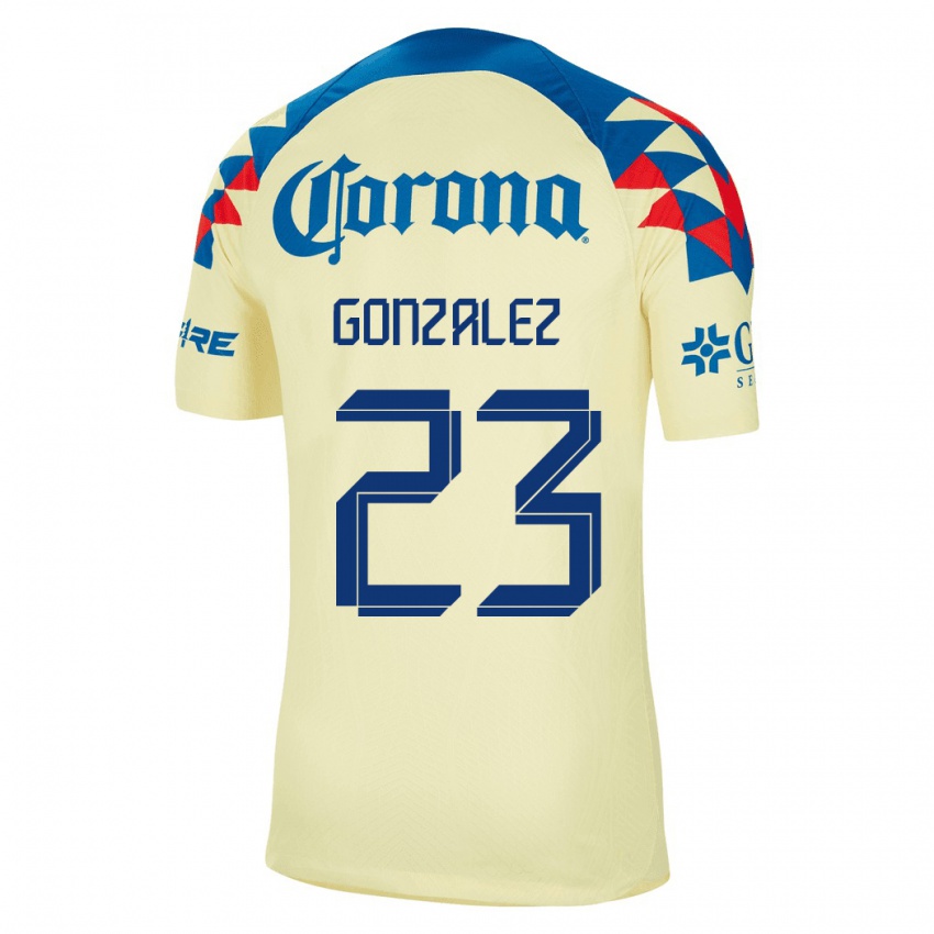 Mænd Itzel Gonzalez #23 Gul Hjemmebane Spillertrøjer 2023/24 Trøje T-Shirt