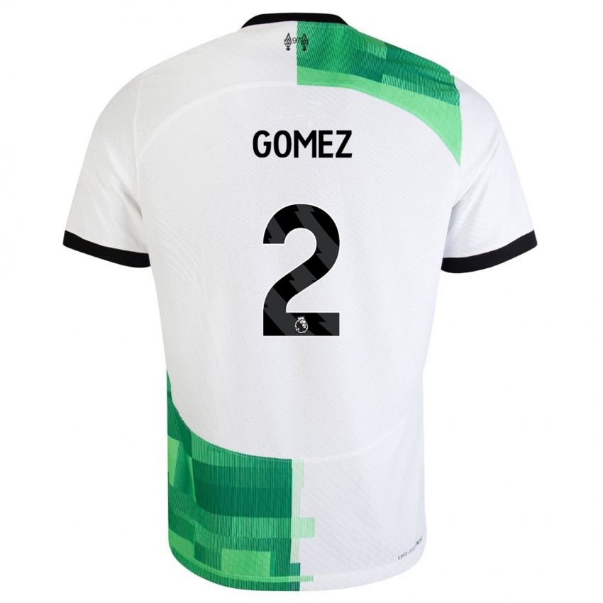 Mænd Joe Gomez #2 Hvid Grøn Udebane Spillertrøjer 2023/24 Trøje T-Shirt