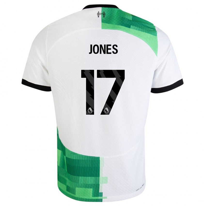 Mænd Curtis Jones #17 Hvid Grøn Udebane Spillertrøjer 2023/24 Trøje T-Shirt