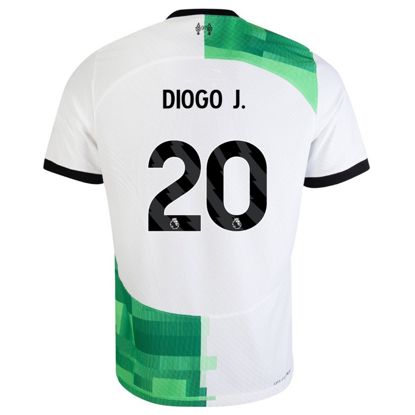 Mænd Diogo Jota #20 Hvid Grøn Udebane Spillertrøjer 2023/24 Trøje T-Shirt