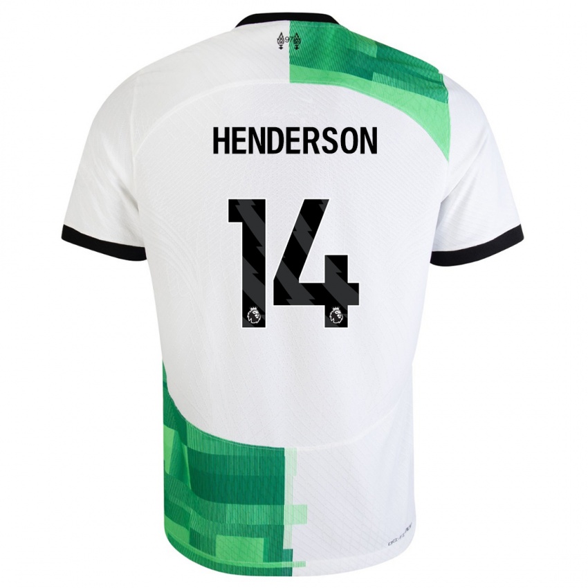 Mænd Henderson #14 Hvid Grøn Udebane Spillertrøjer 2023/24 Trøje T-Shirt