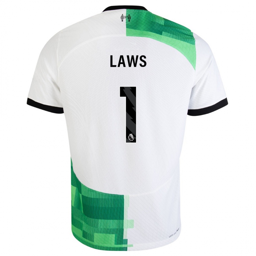 Mænd Rachael Laws #1 Hvid Grøn Udebane Spillertrøjer 2023/24 Trøje T-Shirt