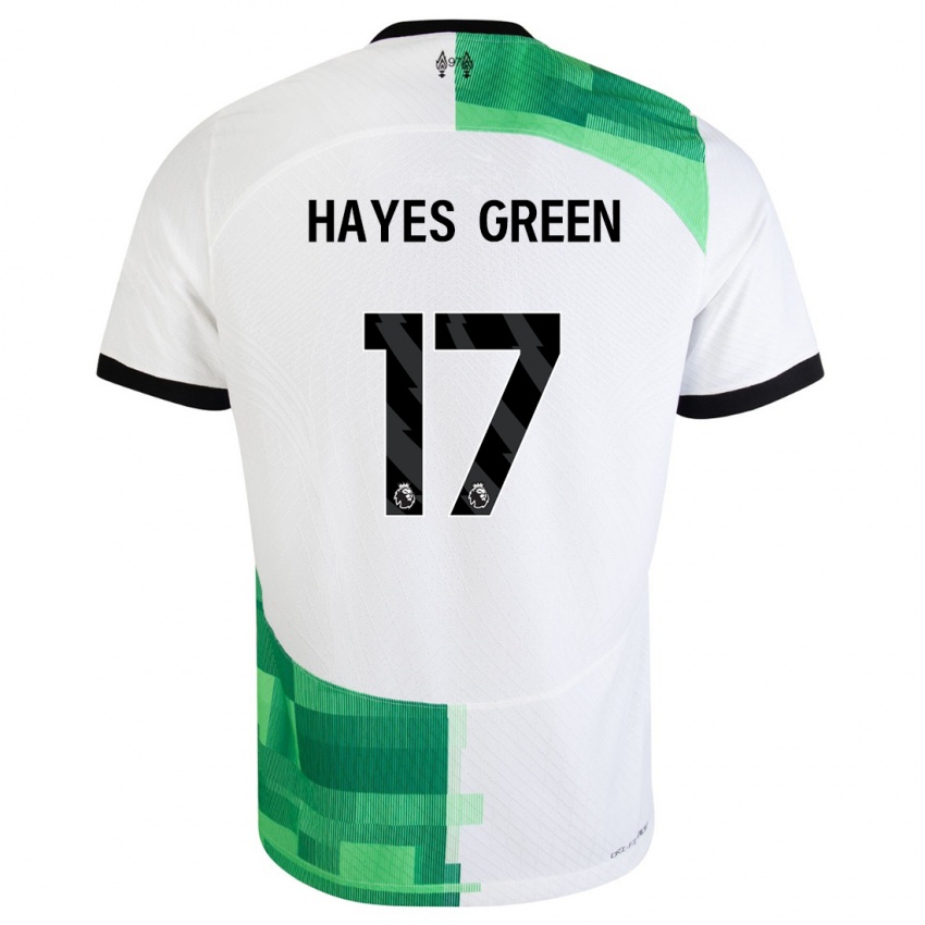 Mænd Charlie Hayes-Green #17 Hvid Grøn Udebane Spillertrøjer 2023/24 Trøje T-Shirt