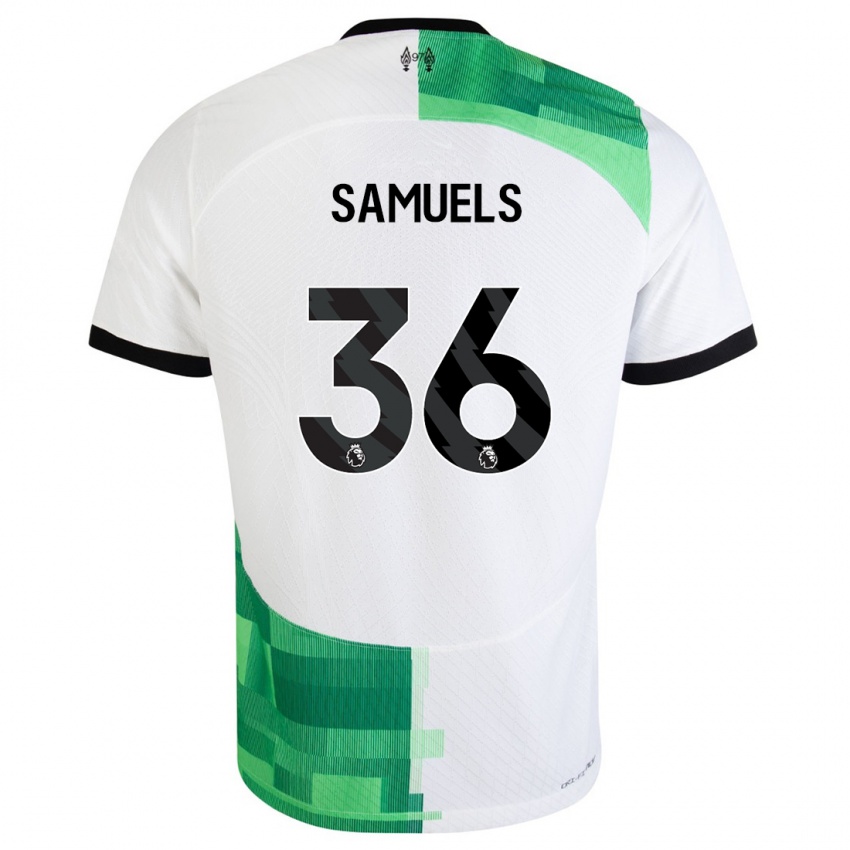 Mænd Kerron Samuels #36 Hvid Grøn Udebane Spillertrøjer 2023/24 Trøje T-Shirt