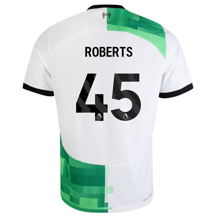 Mænd Iwan Roberts #45 Hvid Grøn Udebane Spillertrøjer 2023/24 Trøje T-Shirt