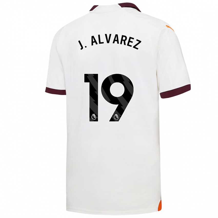 Mænd Julian Alvarez #19 Hvid Udebane Spillertrøjer 2023/24 Trøje T-Shirt