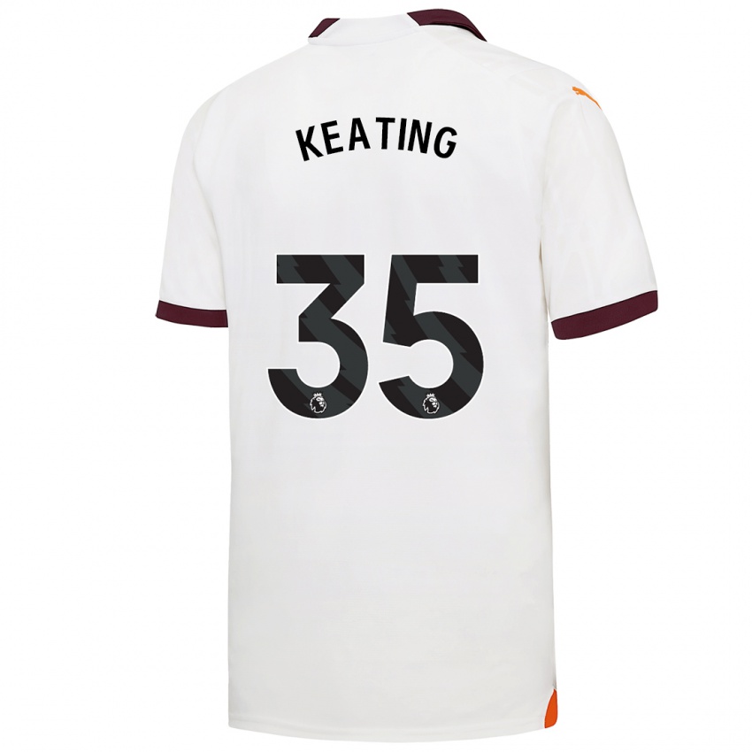 Mænd Khiara Keating #35 Hvid Udebane Spillertrøjer 2023/24 Trøje T-Shirt