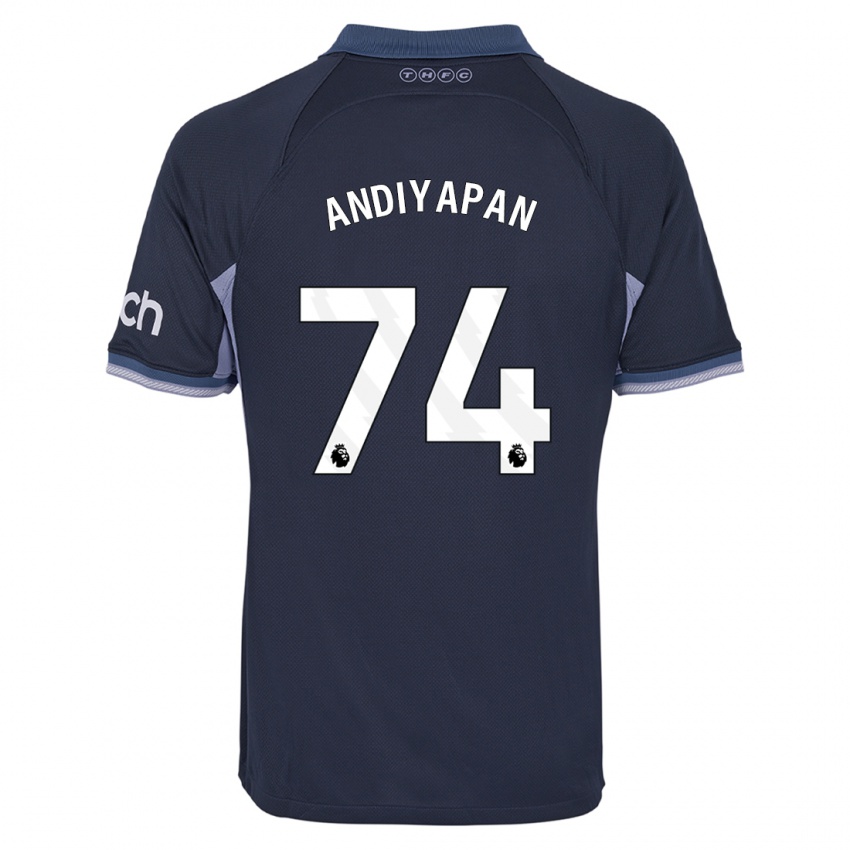 Mænd William Andiyapan #74 Mørkeblå Udebane Spillertrøjer 2023/24 Trøje T-Shirt