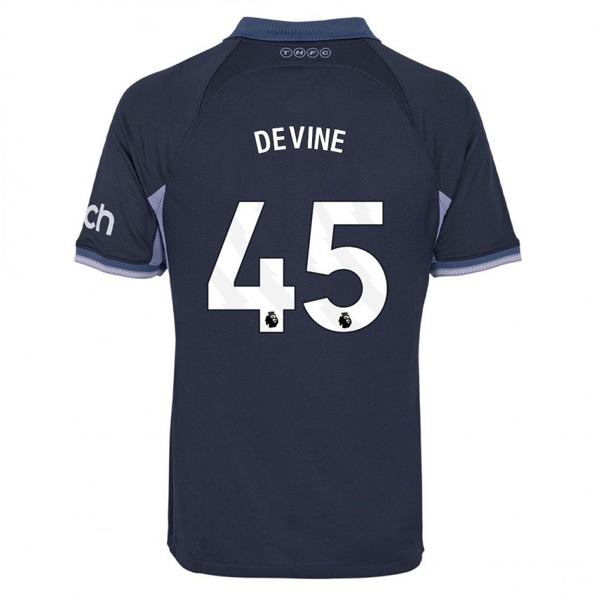 Mænd Alfie Devine #45 Mørkeblå Udebane Spillertrøjer 2023/24 Trøje T-Shirt