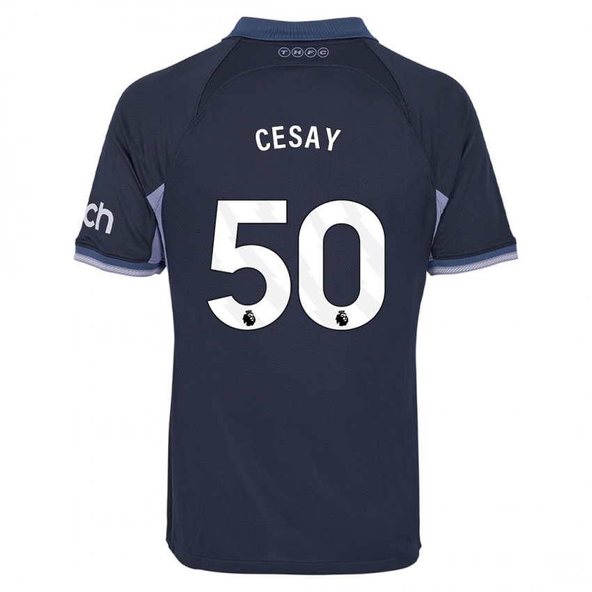 Mænd Kallum Cesay #50 Mørkeblå Udebane Spillertrøjer 2023/24 Trøje T-Shirt