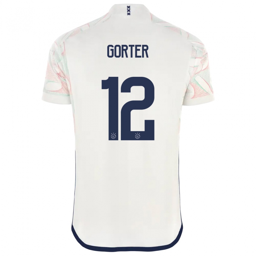 Mænd Jay Gorter #12 Hvid Udebane Spillertrøjer 2023/24 Trøje T-Shirt