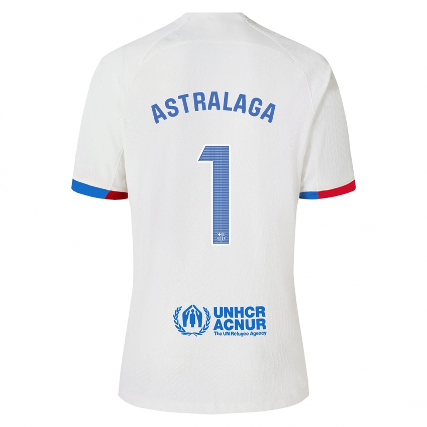 Mænd Ander Astralaga #1 Hvid Udebane Spillertrøjer 2023/24 Trøje T-Shirt