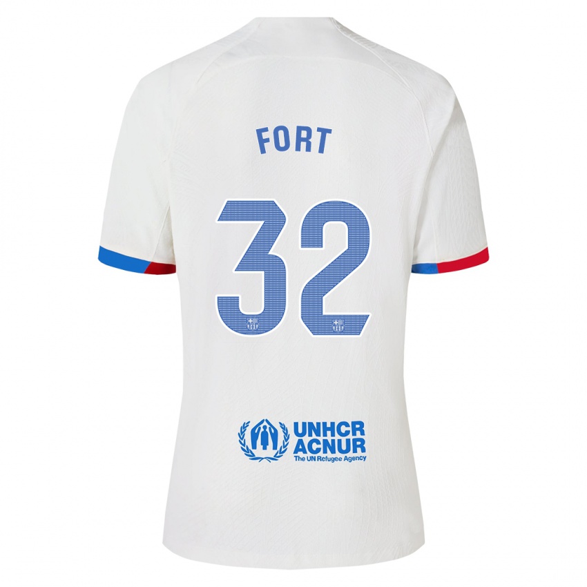 Mænd Héctor Fort #32 Hvid Udebane Spillertrøjer 2023/24 Trøje T-Shirt