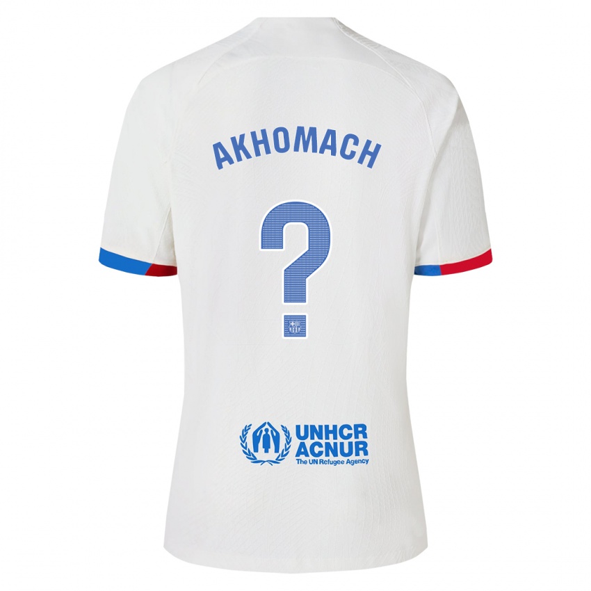 Mænd Ilias Akhomach #0 Hvid Udebane Spillertrøjer 2023/24 Trøje T-Shirt