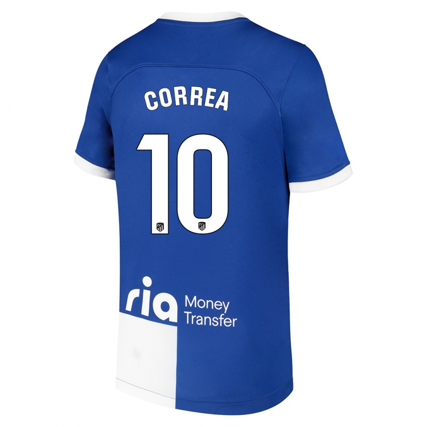 Mænd Angel Correa #10 Blå Hvid Udebane Spillertrøjer 2023/24 Trøje T-Shirt