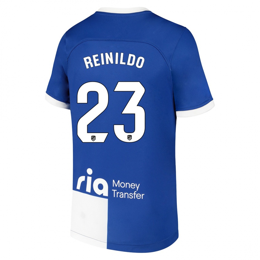 Mænd Reinildo Mandava #23 Blå Hvid Udebane Spillertrøjer 2023/24 Trøje T-Shirt