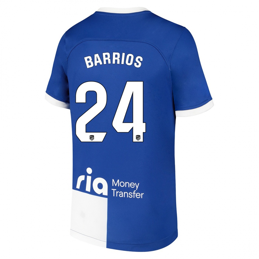 Mænd Pablo Barrios #24 Blå Hvid Udebane Spillertrøjer 2023/24 Trøje T-Shirt