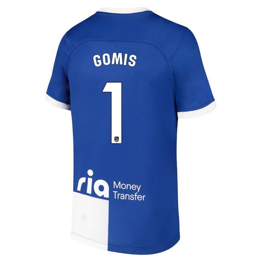 Mænd Antonio Gomis #1 Blå Hvid Udebane Spillertrøjer 2023/24 Trøje T-Shirt