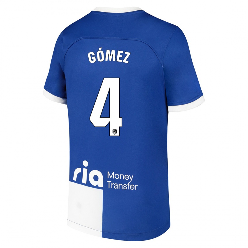 Mænd Mariano Gómez #4 Blå Hvid Udebane Spillertrøjer 2023/24 Trøje T-Shirt