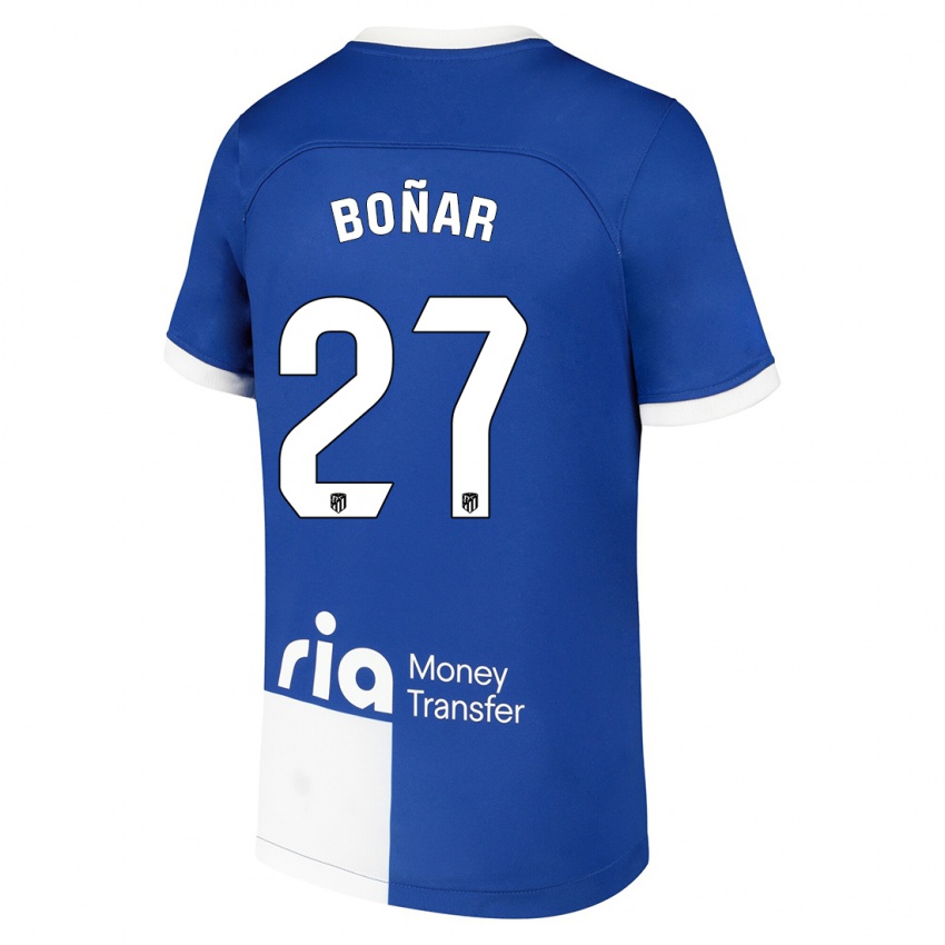 Mænd Javier Boñar #27 Blå Hvid Udebane Spillertrøjer 2023/24 Trøje T-Shirt