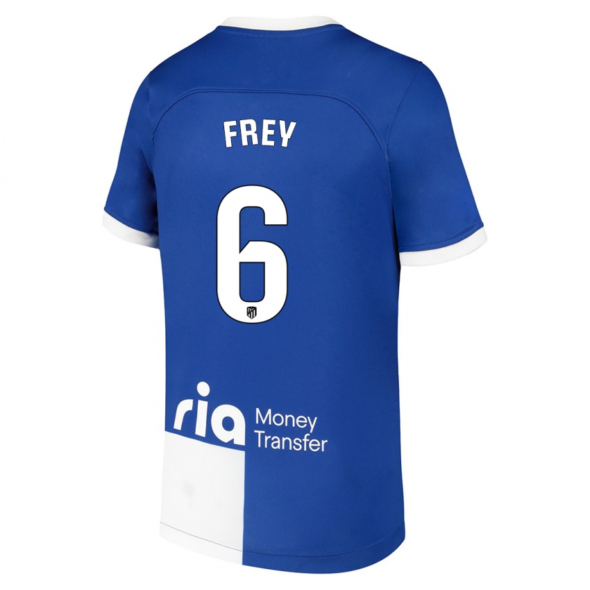 Mænd Darío Frey #6 Blå Hvid Udebane Spillertrøjer 2023/24 Trøje T-Shirt