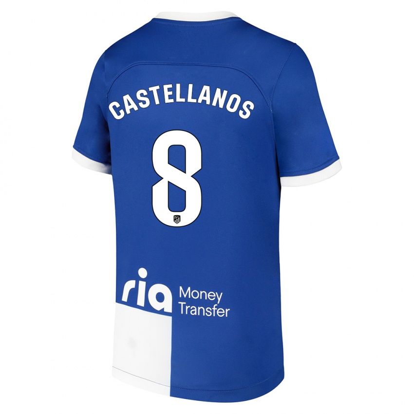Mænd Jorge Castellanos #8 Blå Hvid Udebane Spillertrøjer 2023/24 Trøje T-Shirt