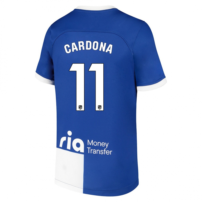 Mænd Marta Cardona #11 Blå Hvid Udebane Spillertrøjer 2023/24 Trøje T-Shirt