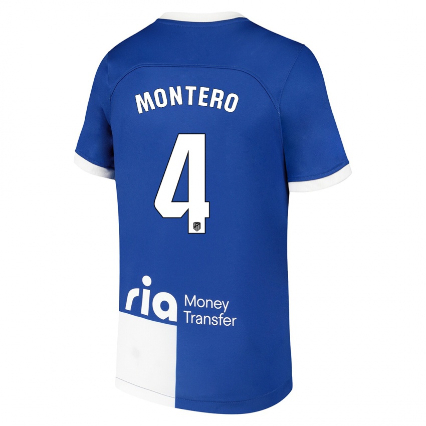 Mænd Francisco Montero #4 Blå Hvid Udebane Spillertrøjer 2023/24 Trøje T-Shirt