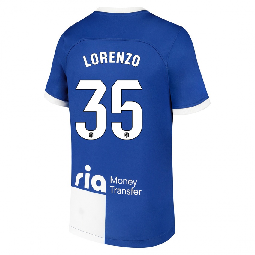 Mænd Diego Lorenzo #35 Blå Hvid Udebane Spillertrøjer 2023/24 Trøje T-Shirt