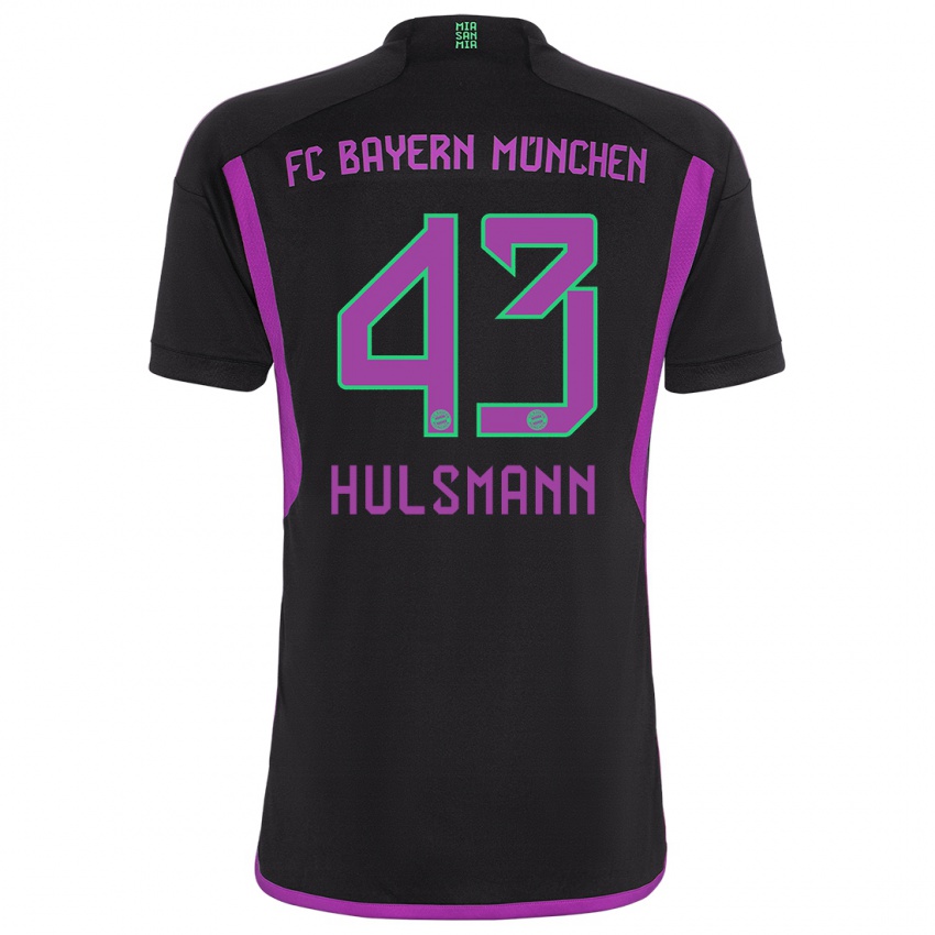 Mænd Tom Hulsmann #43 Sort Udebane Spillertrøjer 2023/24 Trøje T-Shirt