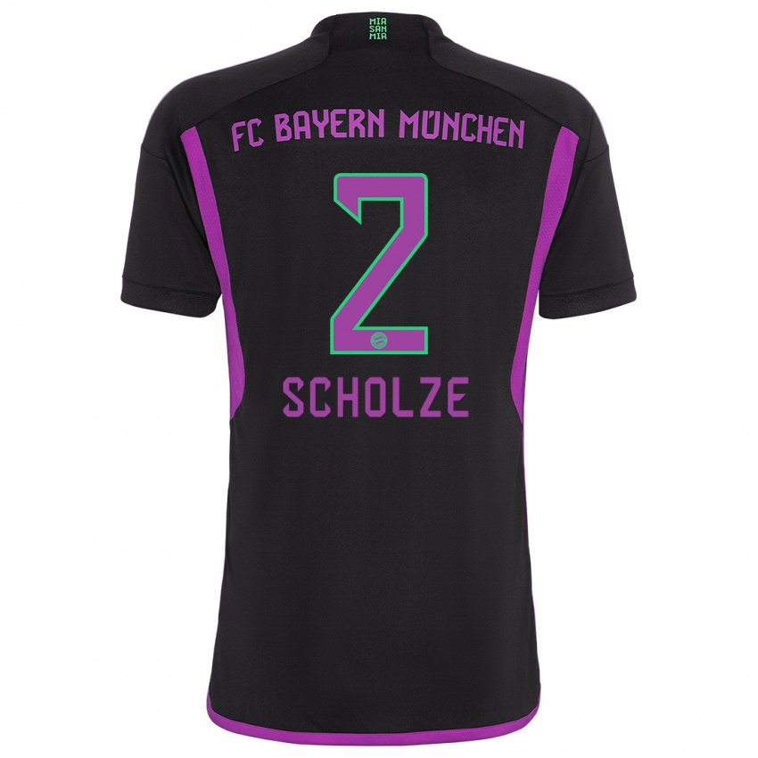 Mænd Max Scholze #2 Sort Udebane Spillertrøjer 2023/24 Trøje T-Shirt