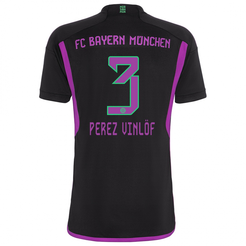 Mænd Matteo Perez Vinlöf #3 Sort Udebane Spillertrøjer 2023/24 Trøje T-Shirt