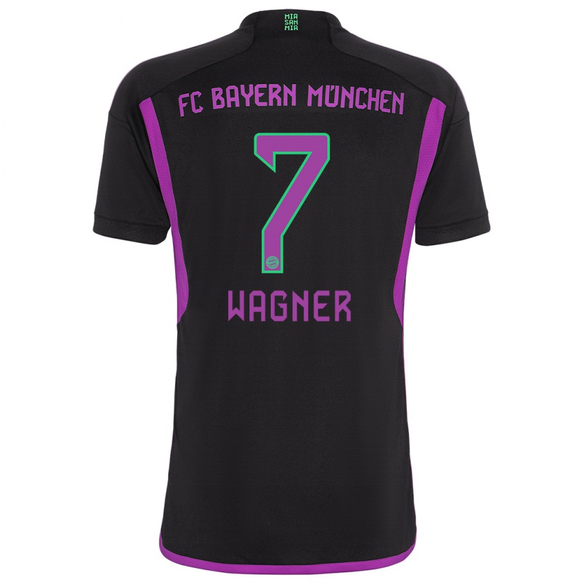Mænd Maximilian Wagner #7 Sort Udebane Spillertrøjer 2023/24 Trøje T-Shirt