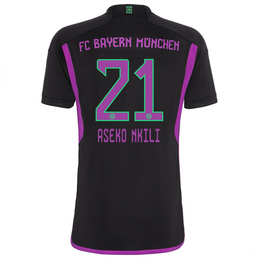 Mænd Noel Aseko Nkili #21 Sort Udebane Spillertrøjer 2023/24 Trøje T-Shirt