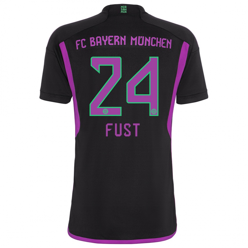 Mænd Leon Fust #24 Sort Udebane Spillertrøjer 2023/24 Trøje T-Shirt