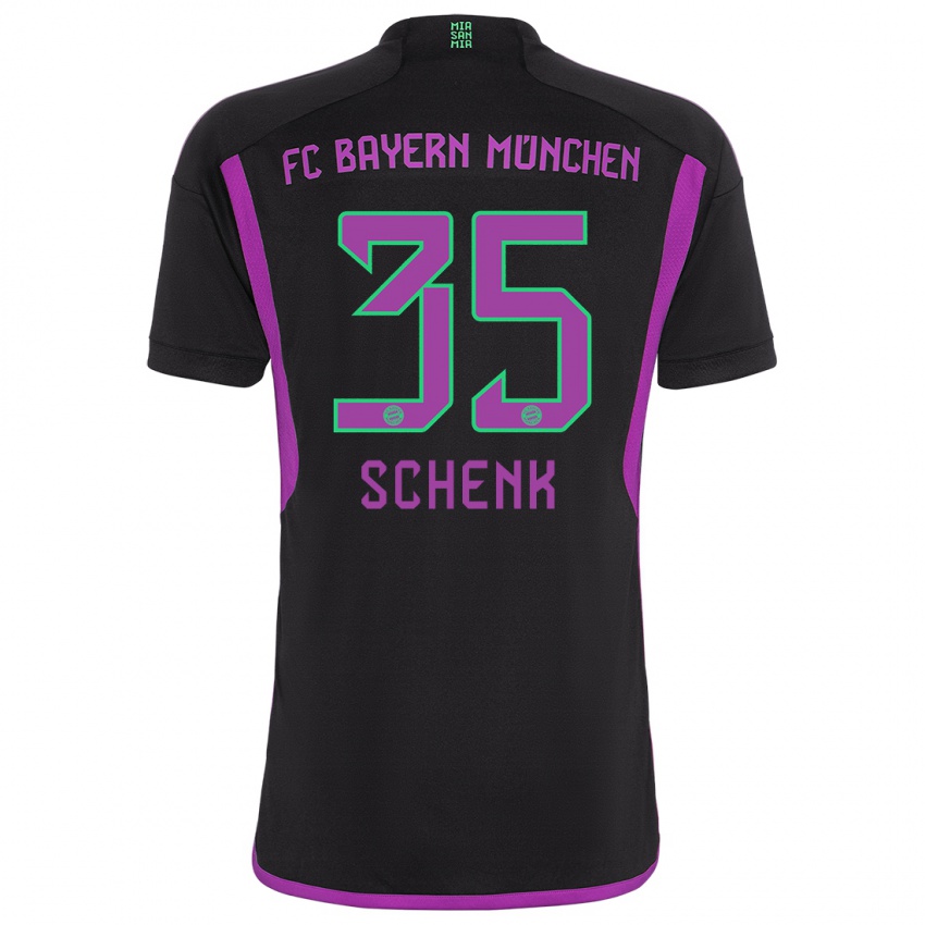 Mænd Johannes Schenk #35 Sort Udebane Spillertrøjer 2023/24 Trøje T-Shirt