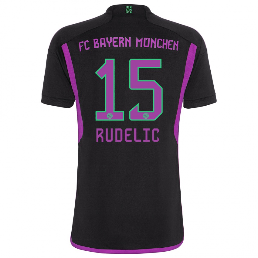 Mænd Ivana Rudelic #15 Sort Udebane Spillertrøjer 2023/24 Trøje T-Shirt