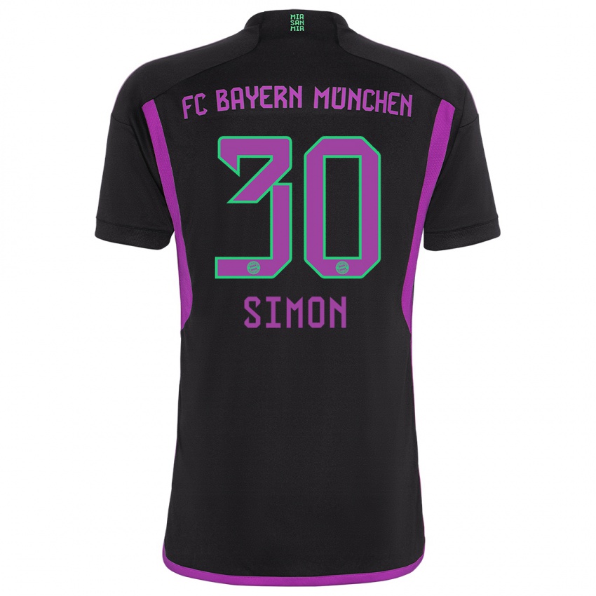Mænd Carolin Simon #30 Sort Udebane Spillertrøjer 2023/24 Trøje T-Shirt