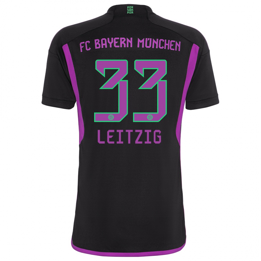 Mænd Janina Leitzig #33 Sort Udebane Spillertrøjer 2023/24 Trøje T-Shirt