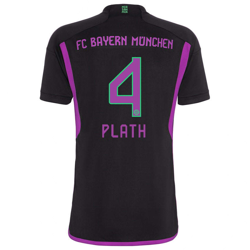 Mænd Max Plath #4 Sort Udebane Spillertrøjer 2023/24 Trøje T-Shirt