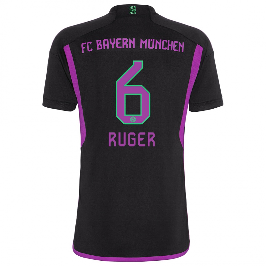 Mænd Kurt Ruger #6 Sort Udebane Spillertrøjer 2023/24 Trøje T-Shirt