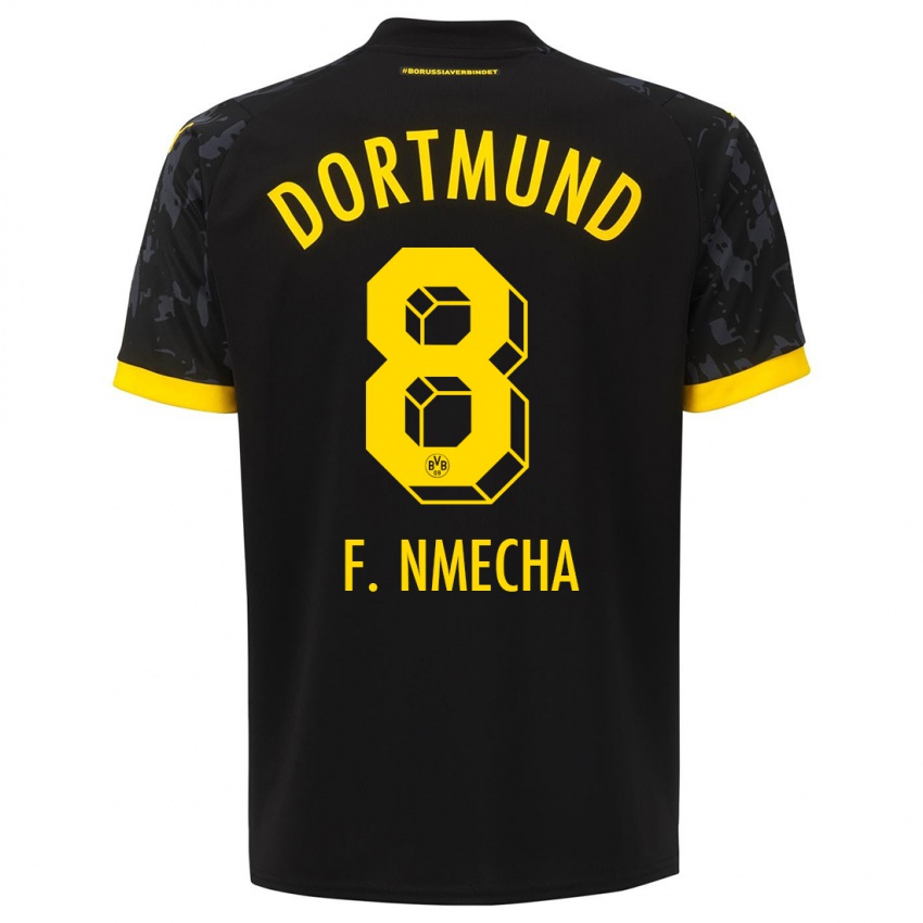 Mænd Felix Nmecha #8 Sort Udebane Spillertrøjer 2023/24 Trøje T-Shirt