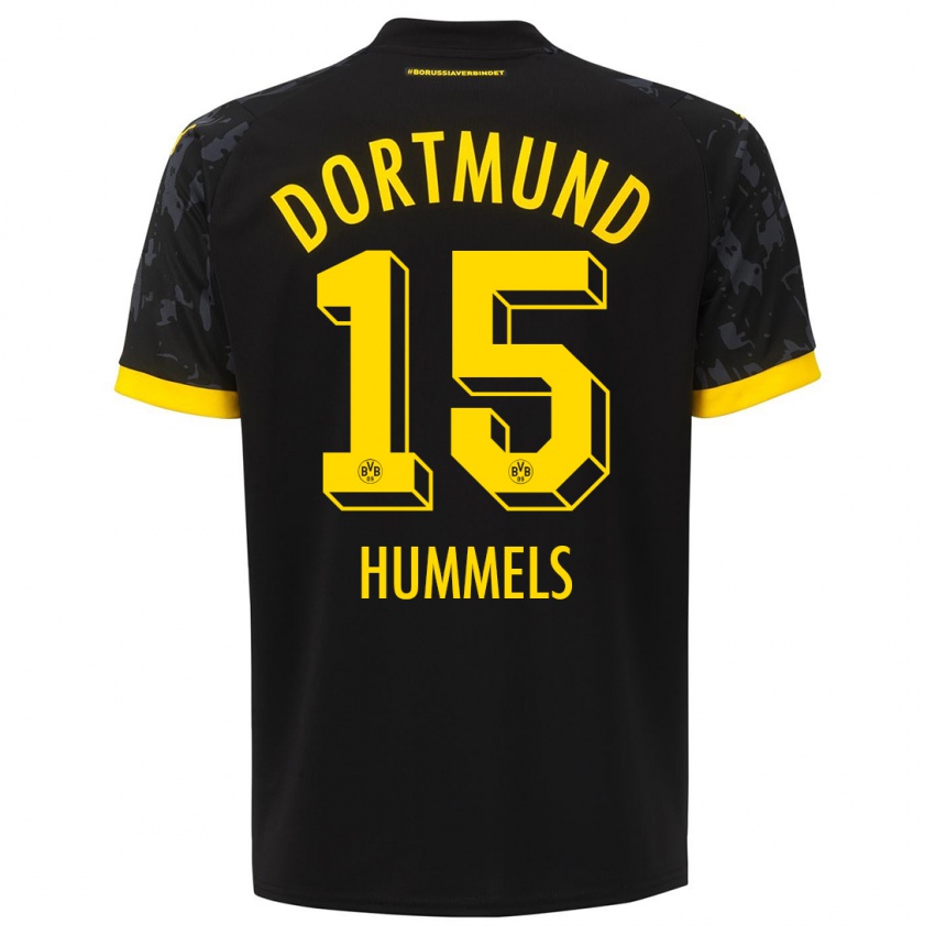 Mænd Mats Hummels #15 Sort Udebane Spillertrøjer 2023/24 Trøje T-Shirt