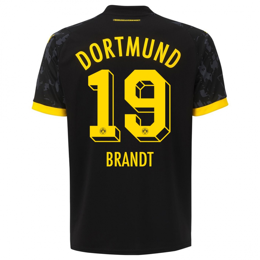 Mænd Julian Brandt #19 Sort Udebane Spillertrøjer 2023/24 Trøje T-Shirt
