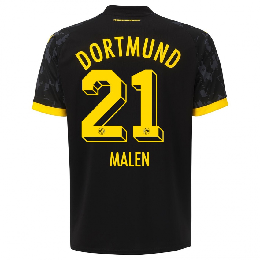 Mænd Donyell Malen #21 Sort Udebane Spillertrøjer 2023/24 Trøje T-Shirt