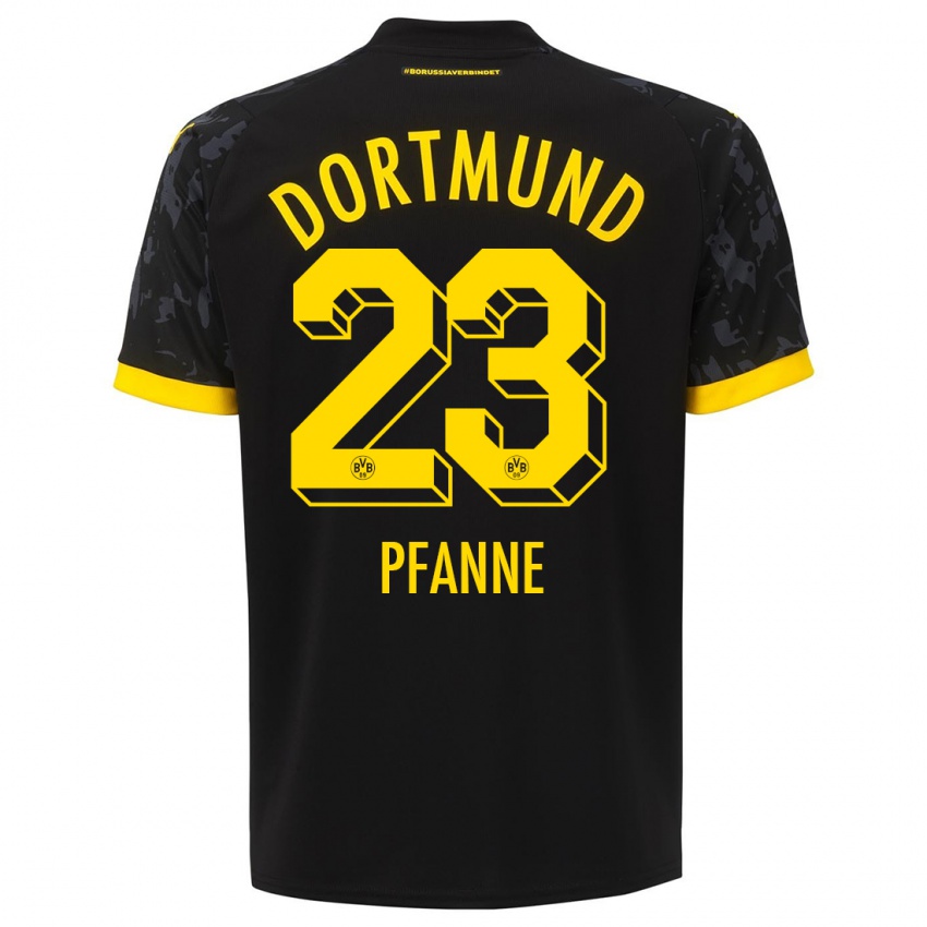 Mænd Franz Pfanne #23 Sort Udebane Spillertrøjer 2023/24 Trøje T-Shirt