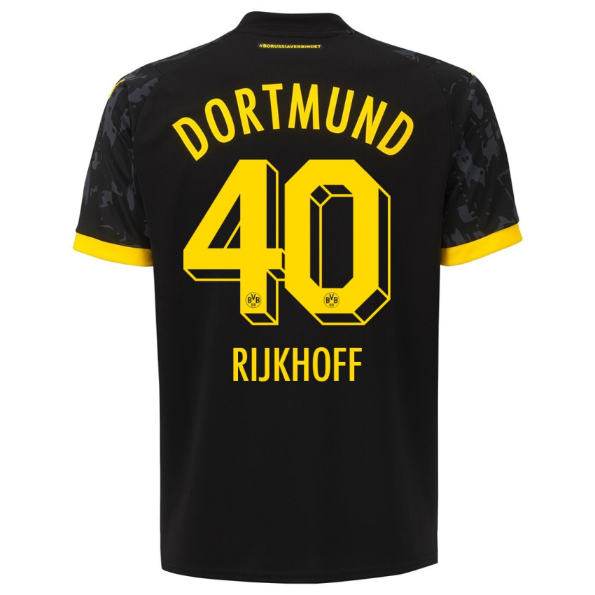 Mænd Julian Rijkhoff #40 Sort Udebane Spillertrøjer 2023/24 Trøje T-Shirt