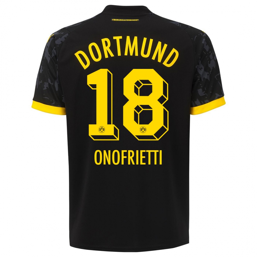 Mænd Vincenzo Onofrietti #18 Sort Udebane Spillertrøjer 2023/24 Trøje T-Shirt